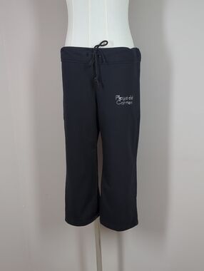 Y2K Low Rise Black Playa del Carmen Drawstring Capri Pants Joggers Casual Small